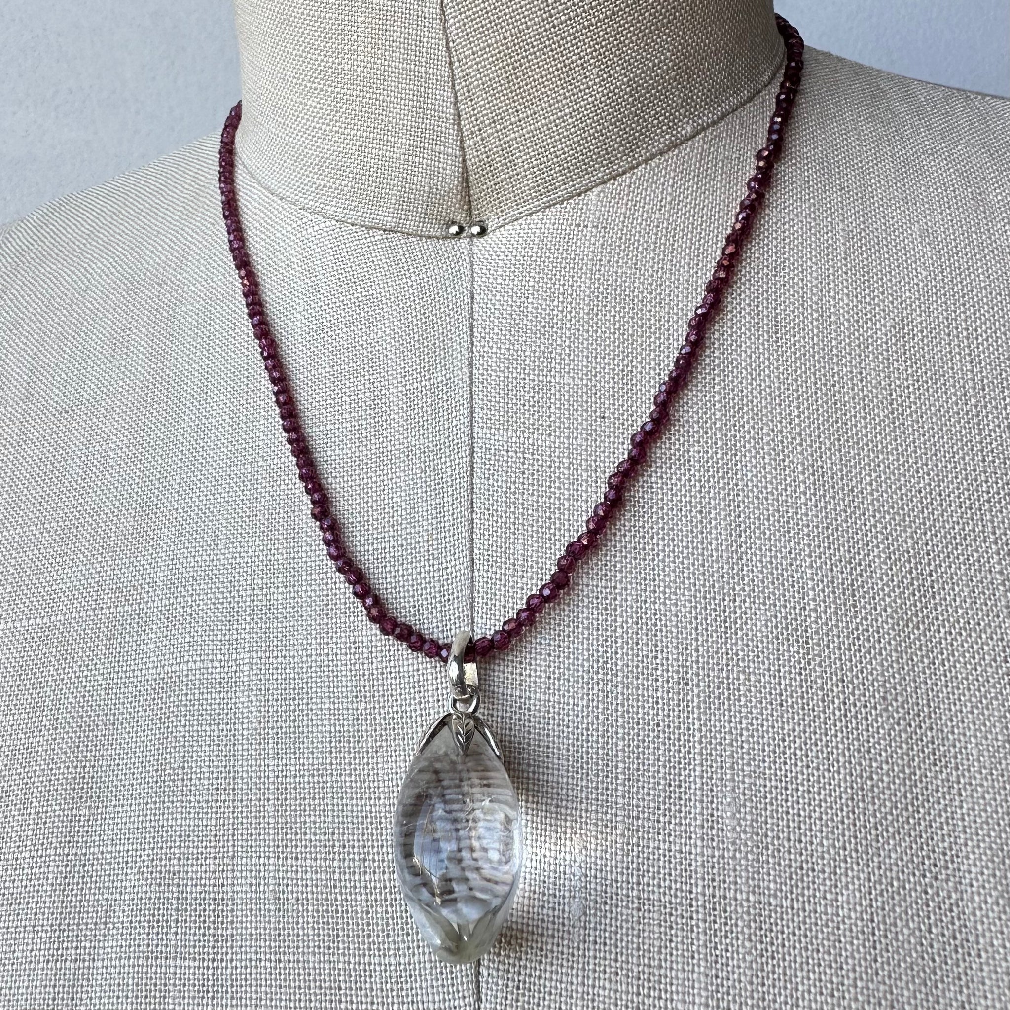 Glass and Garnet Beaded Necklace