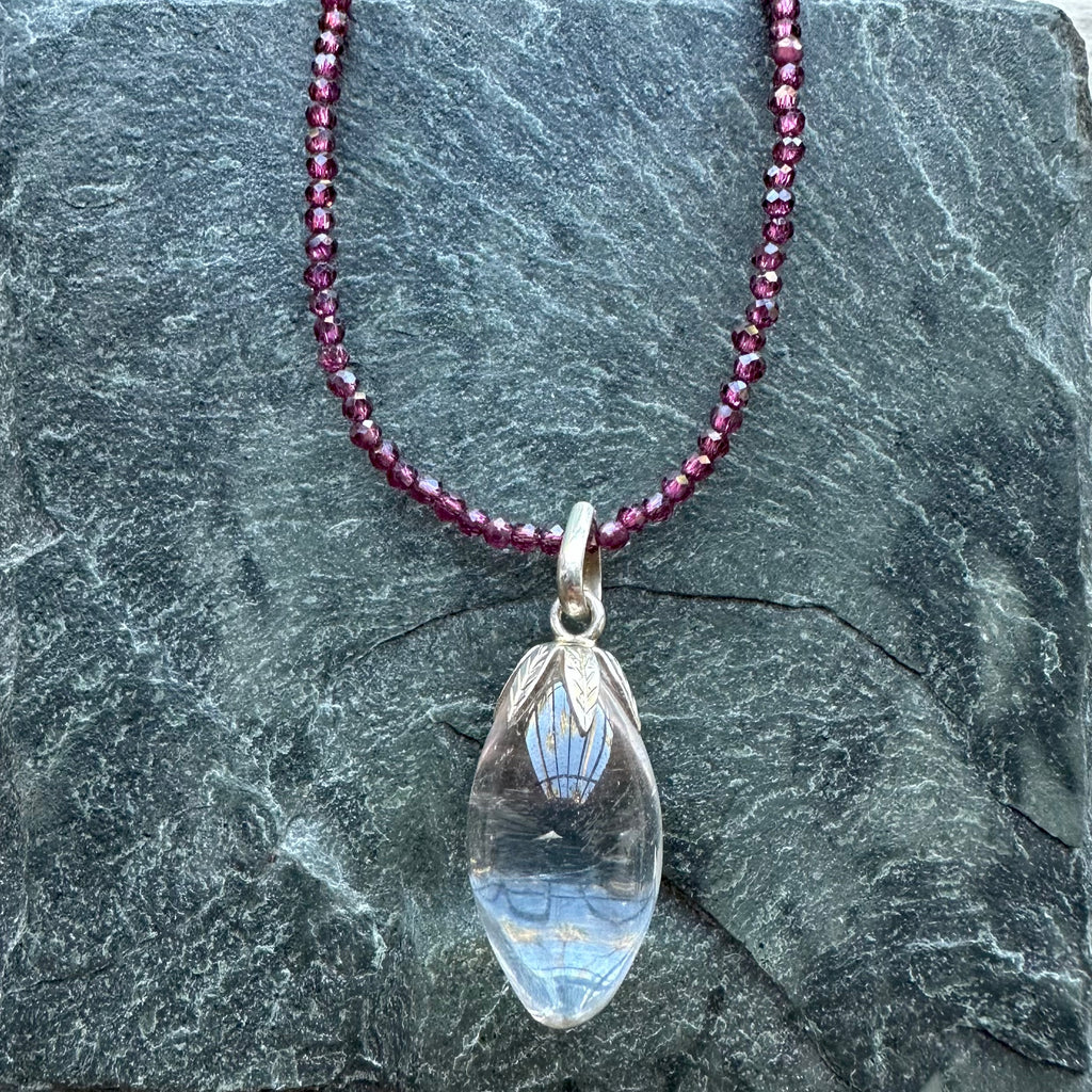 Glass and Garnet Beaded Necklace