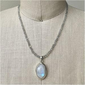 Moonstone and Labradorite Beaded Necklace