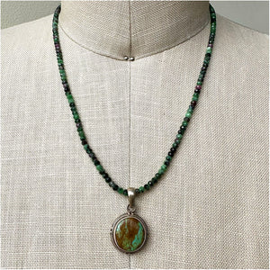 Ruby Zoisite and Turquoise Beaded Necklace