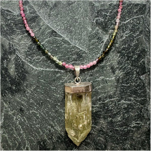 Crystal and Multicolored Tourmaline Beaded Necklace