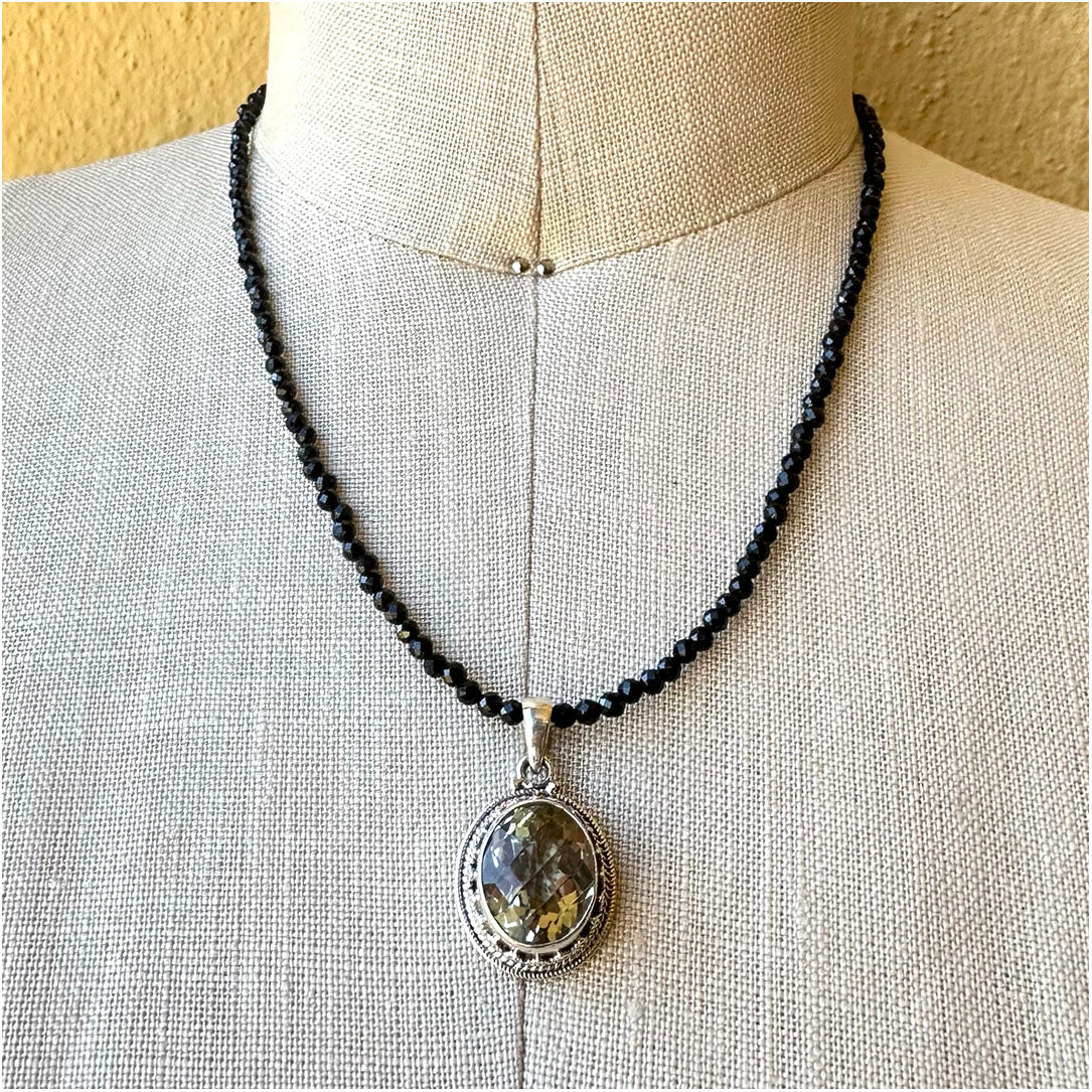 Jasper and Beaded Black Tourmaline Necklace