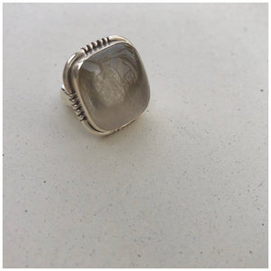 Silver Ring with Moonstone - Ring Size 6.5