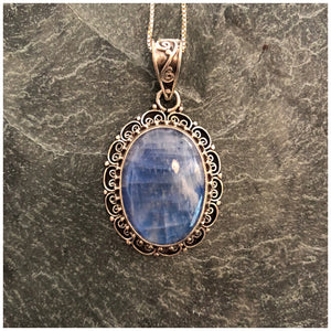 Silver Pendant with Blue Moonstone