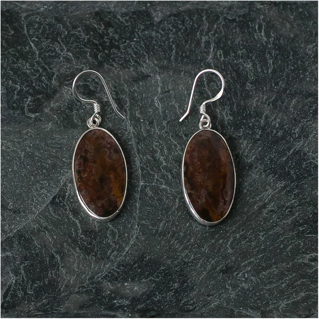 Silver Earrings with Spotted Jasper