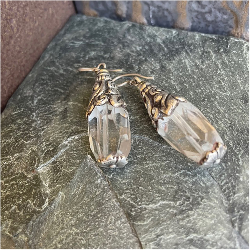 Silver Earrings with Glass Crystals