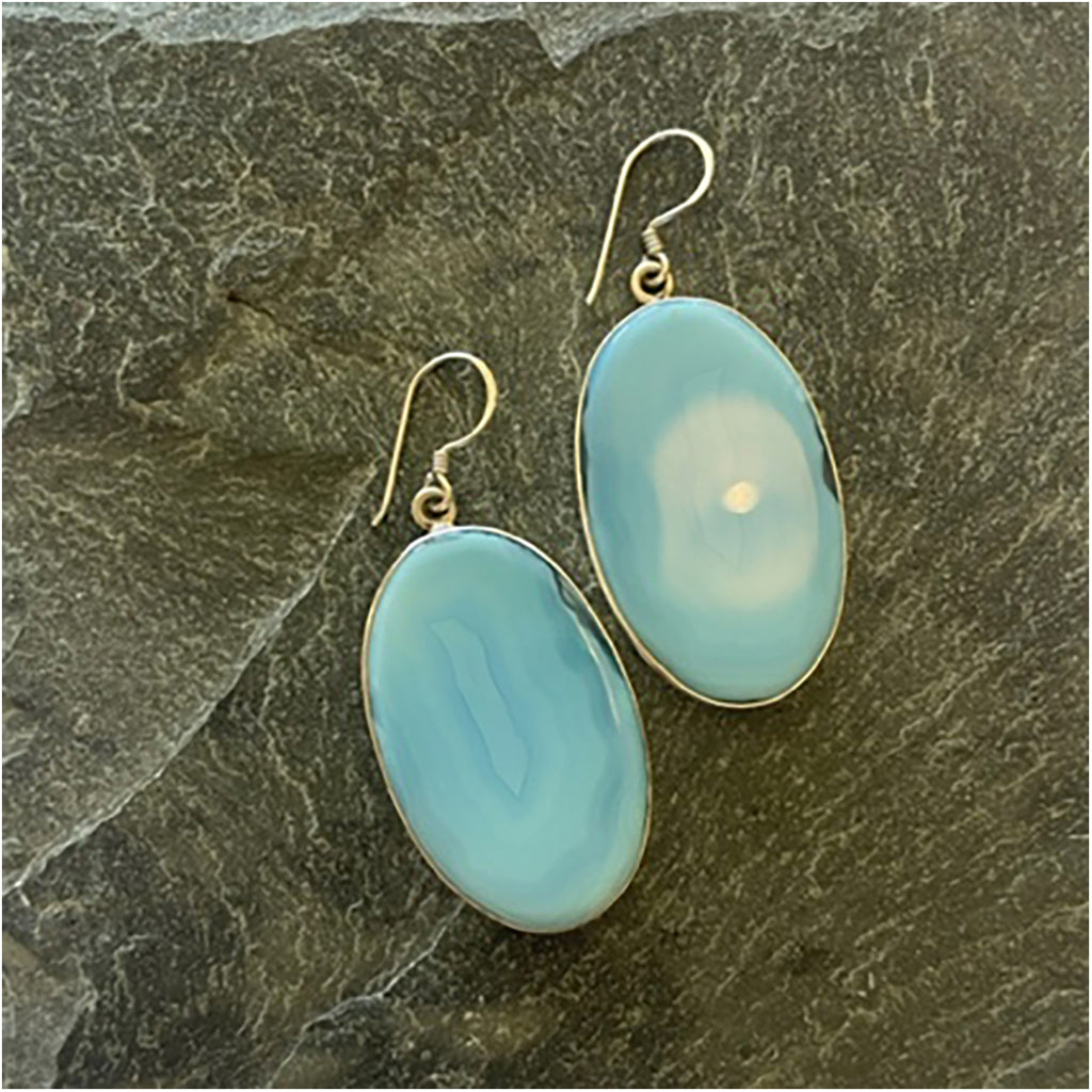 Silver Earrings with Blue Aventurine Stones