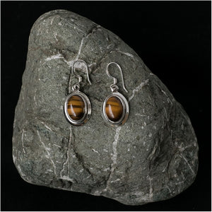 Silver Earrings with Tiger's Eye Stone