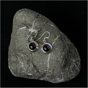 Silver Earrings with Round Amethyst