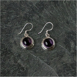 Silver Earrings with Round Amethyst