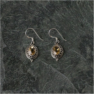 Silver Earrings with Citrine Stone