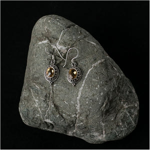 Silver Earrings with Citrine Stone