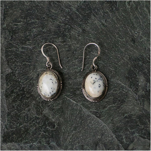 Silver Earrings with Dendritic Opal