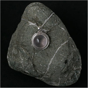 Silver Pendant with Rose Quartz Stone