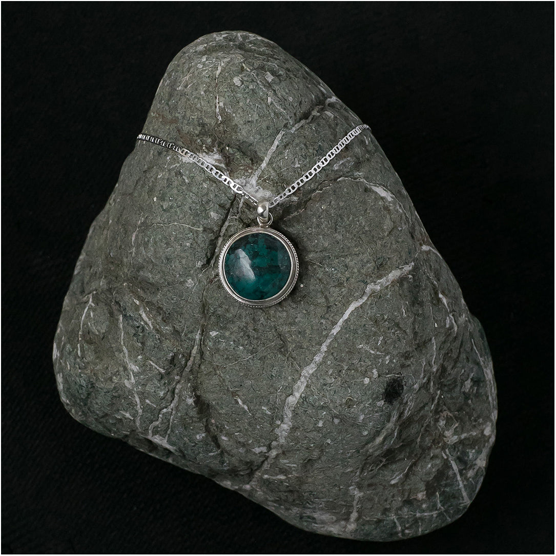 Silver Pendant with Round Turquoise Stone