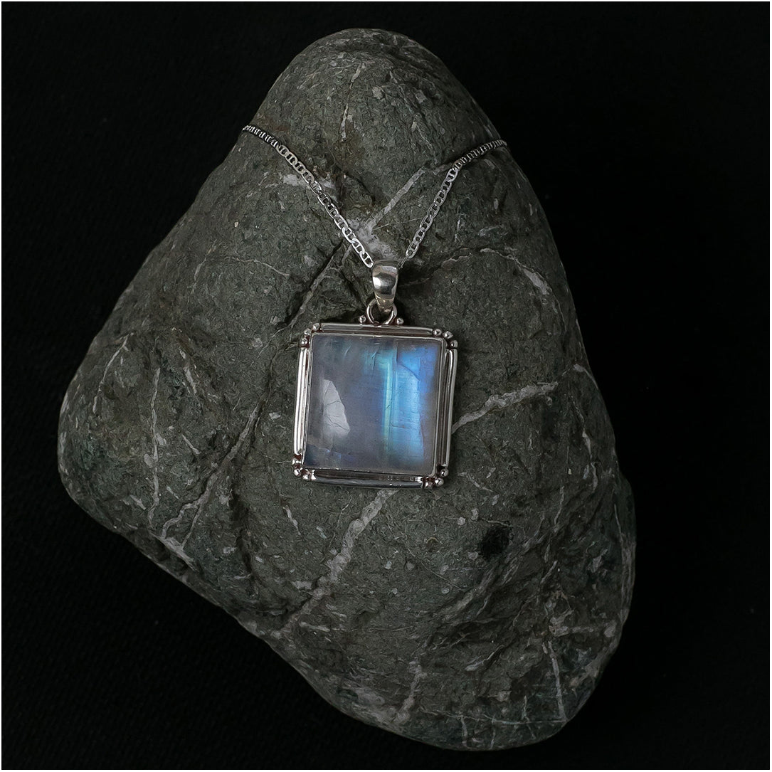 Silver Pendant with Square Moonstone