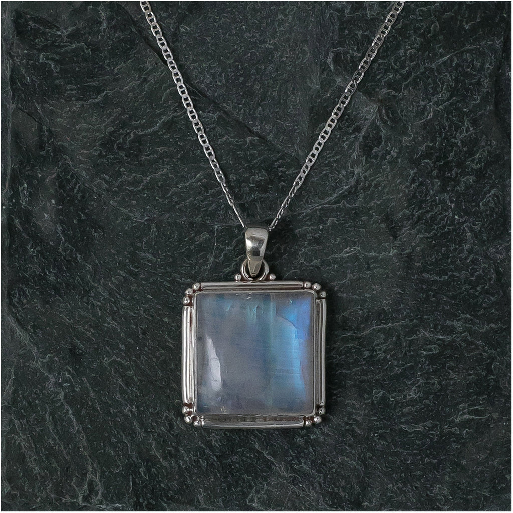 Silver Pendant with Square Moonstone
