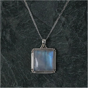 Silver Pendant with Square Moonstone