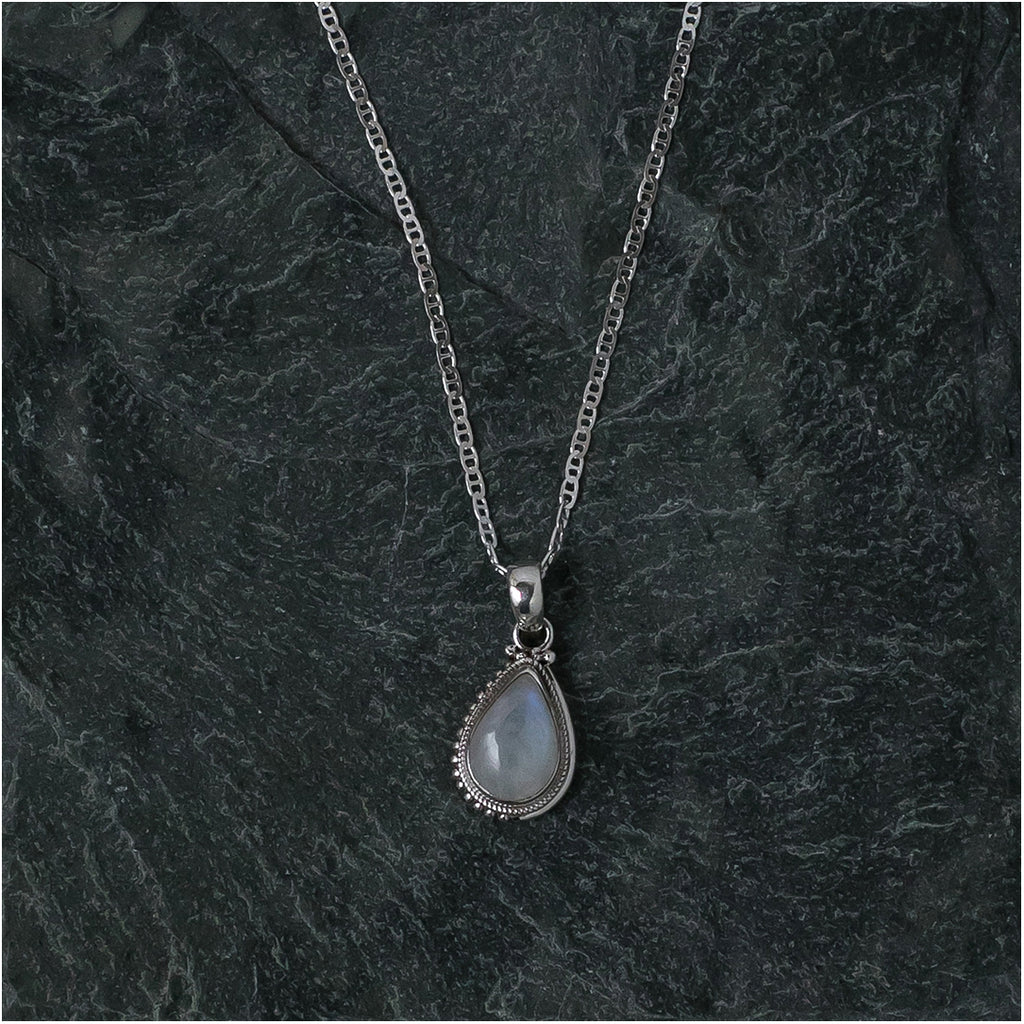 Silver Pendant with Teardrop Moonstone