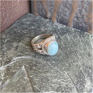 Silver Ring with Larimar Stone - Ring Size 7