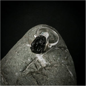 Silver Ring with Tektite Meteorite